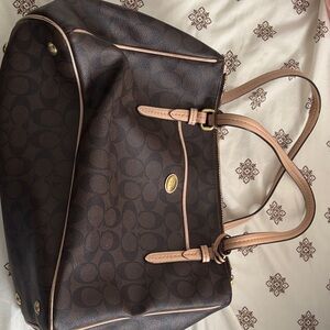 Brown and Tan Coach Tote Bag
